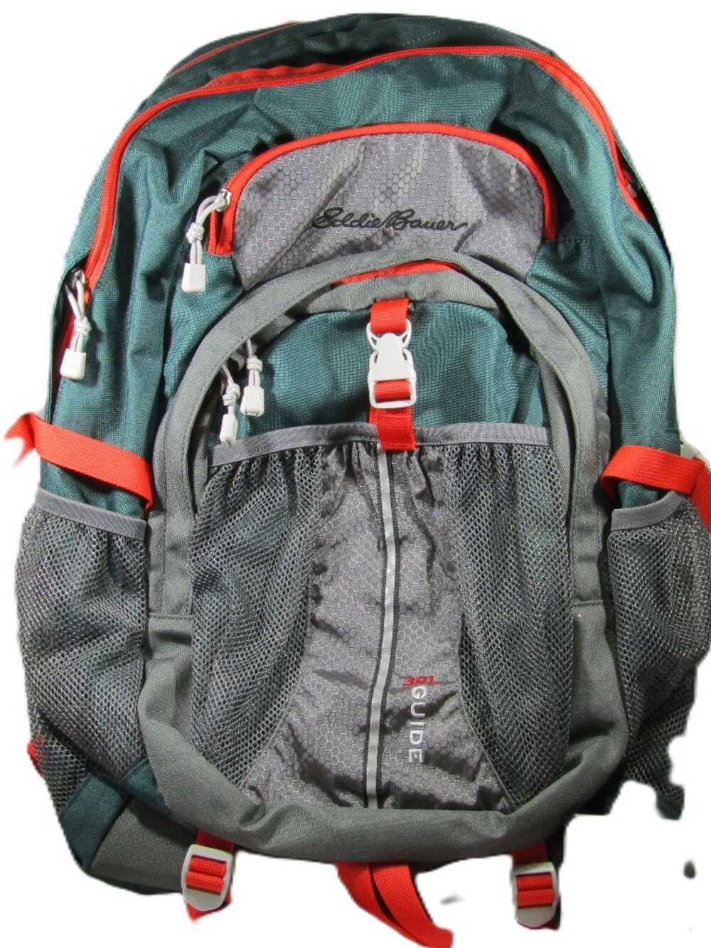 Eddie Bauer Guide Pack 30L Backpack green/red NWT Hiking Daypack 100304